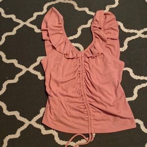 Pink Ruffle Tank Top